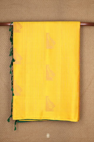 Allover Stripes Design Yellow Soft Silk Saree