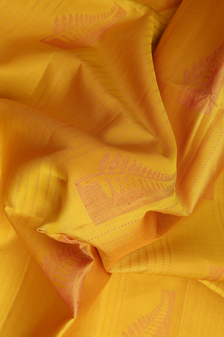 Allover Stripes Design Yellow Soft Silk Saree