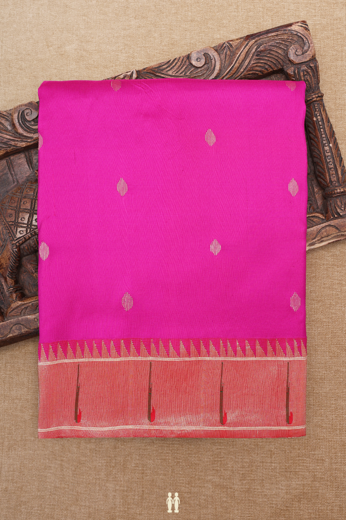 Allover Zari Buttas Magenta Paithani Silk Saree