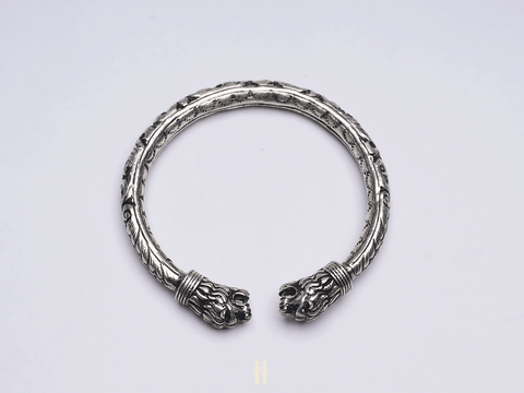 Animal Design Oxidized Adjustable Pure Silver Kada