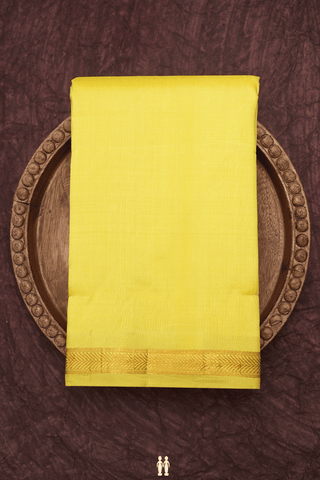 Arrow Zari Border Plain Lemon Yellow Kanchipuram Silk Saree
