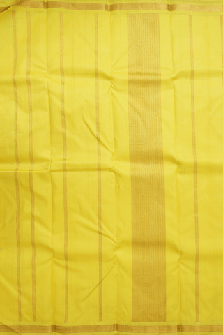 Arrow Zari Border Plain Lemon Yellow Kanchipuram Silk Saree