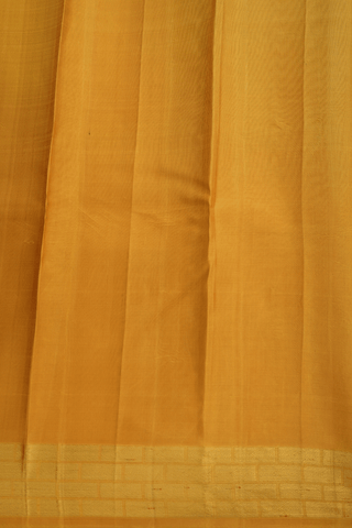 Arrow Zari Border Plain Saffron Yellow Kanchipuram Silk Saree