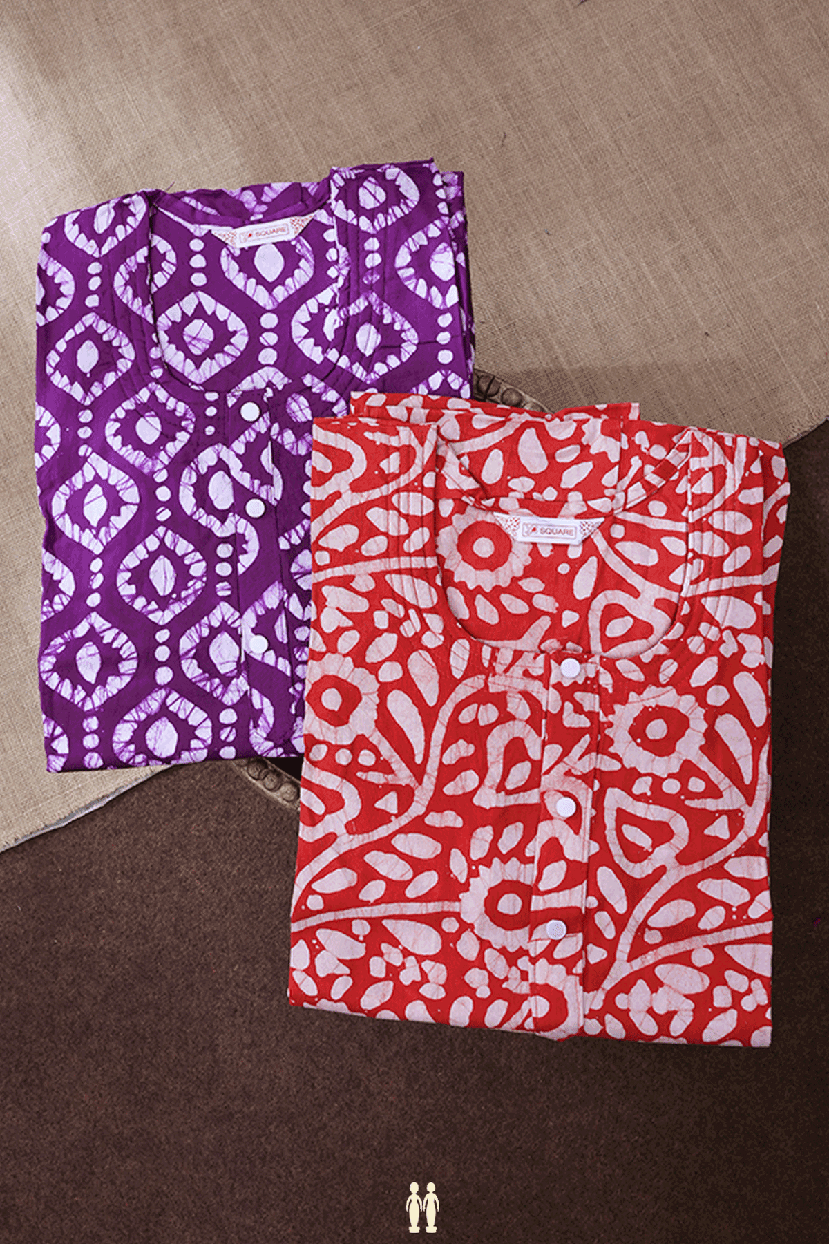 Assorted Purple And Orange Set Of 2 Free Size Cotton Nighties