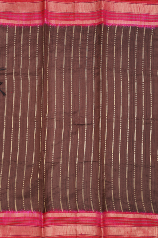 Zari Striped Design Walnut Brown Jute Saree