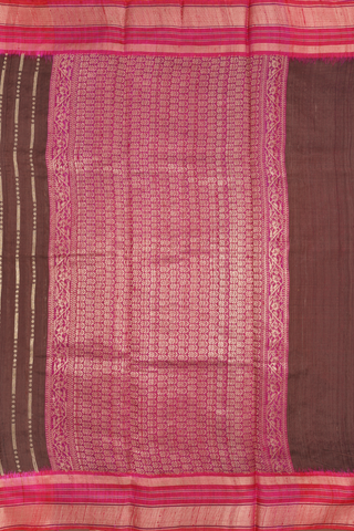 Zari Striped Design Walnut Brown Jute Saree