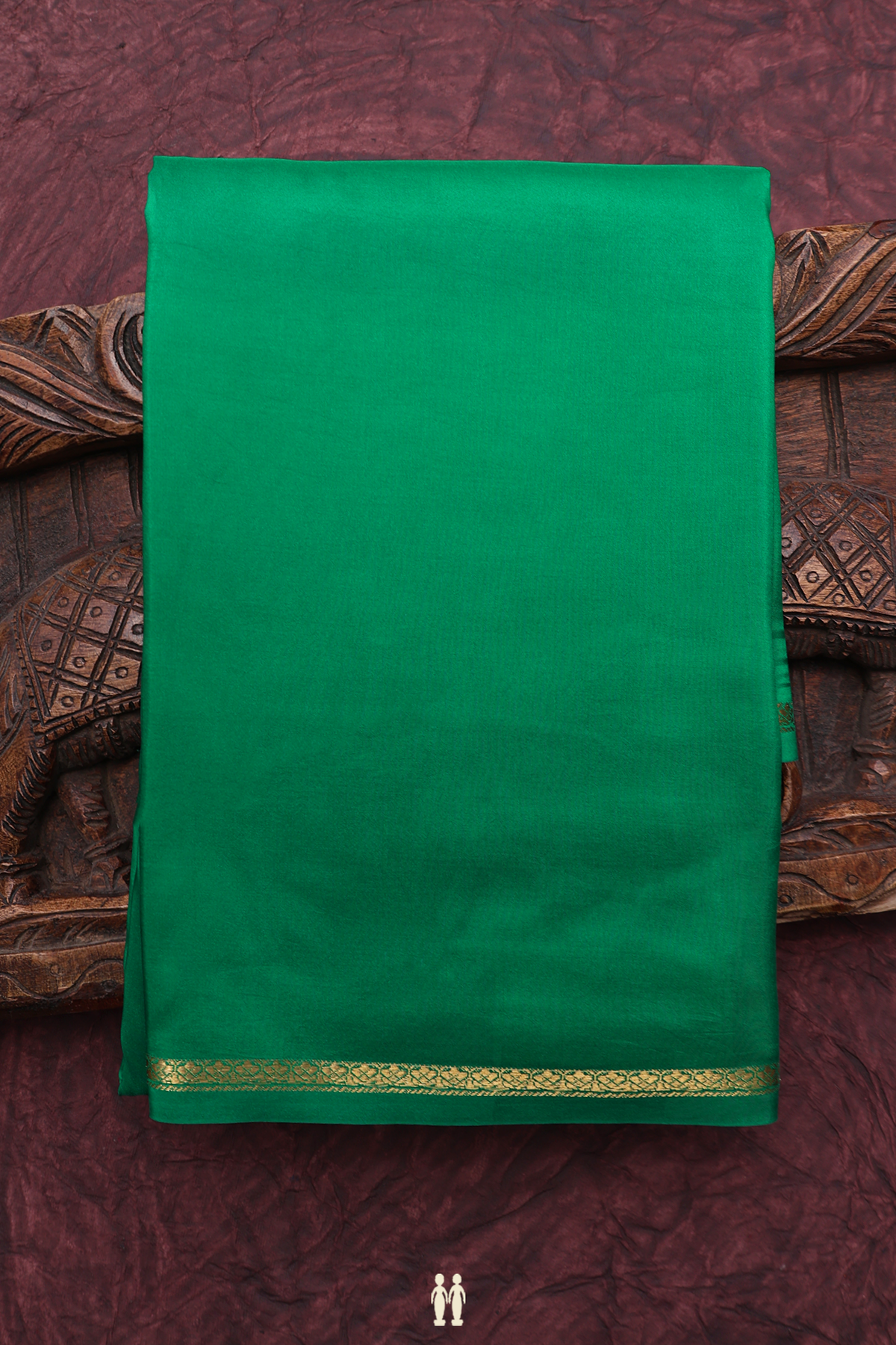 Mysore Silk Saree In Plain Jade Green With Small Zari Border