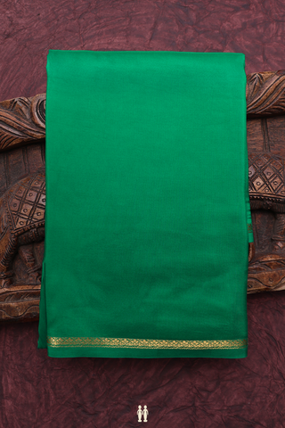 Mysore Silk Saree In Plain Jade Green With Small Zari Border