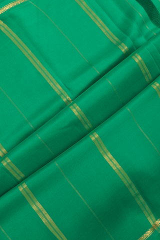 Mysore Silk Saree In Plain Jade Green With Small Zari Border