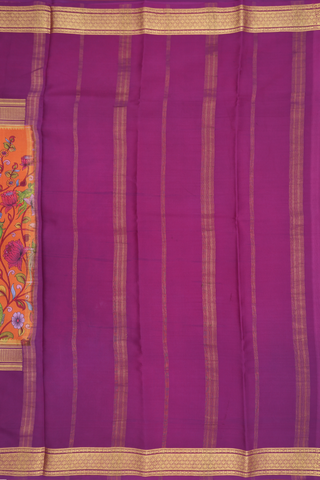 Mysore Silk Saree In Orange With Floral Printed Design