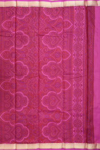 Printed Silk Saree In Pink With Floral Design