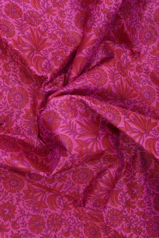 Printed Silk Saree In Pink With Floral Design