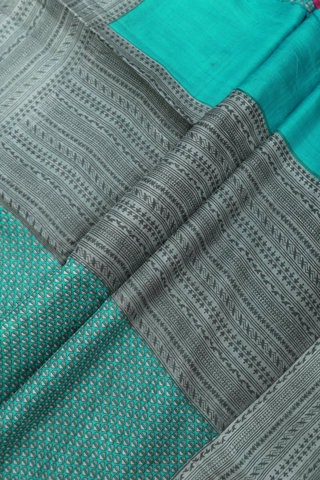 Printed Silk Saree In Pine Green With Allover Design