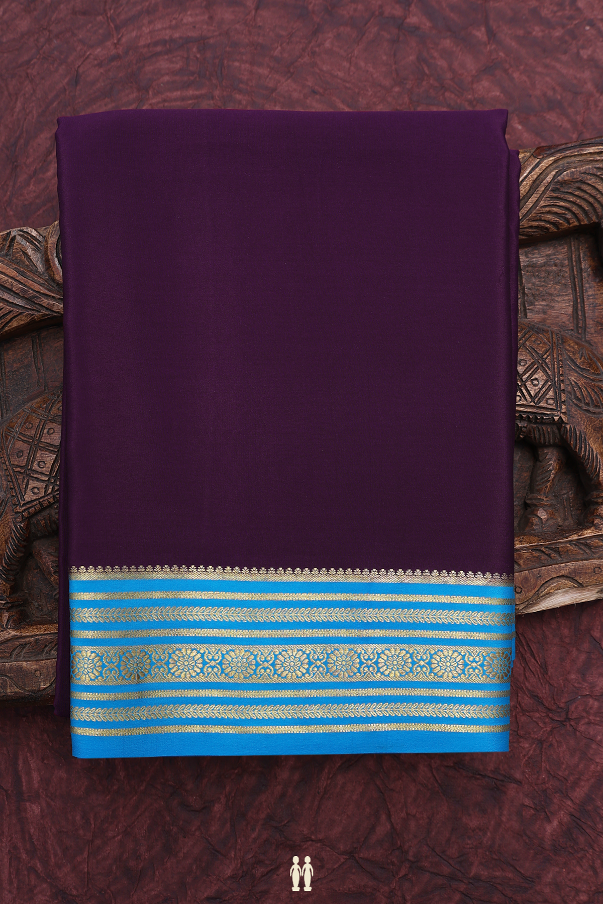 Contrast Border Plain Plum Purple Mysore Silk Saree