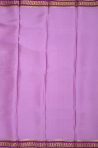 Mysore Silk Saree In Plain Light Purple With Contrast Border