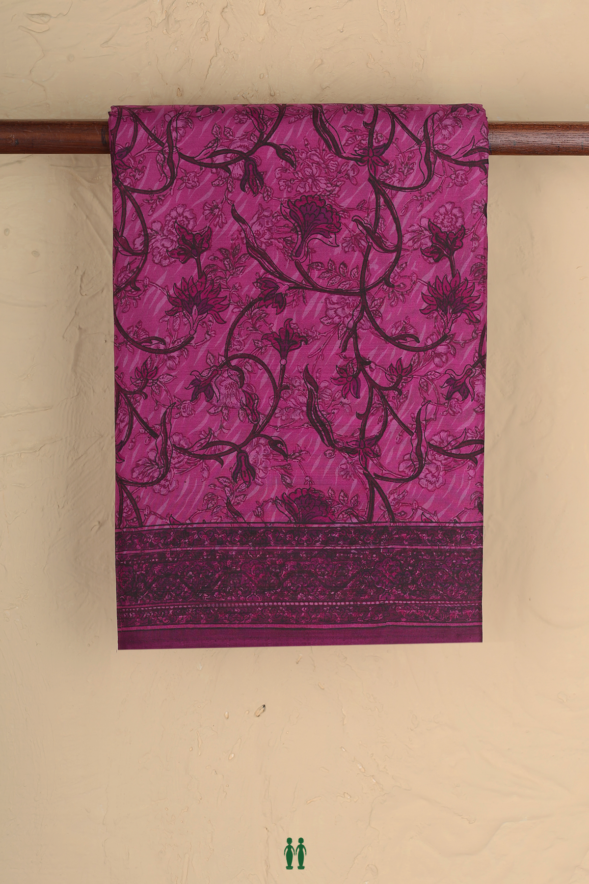 Printed Silk Saree In Pink With Floral Design