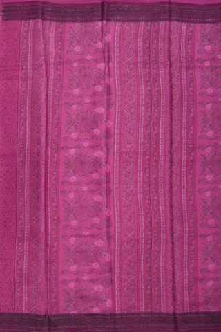 Printed Silk Saree In Pink With Floral Design