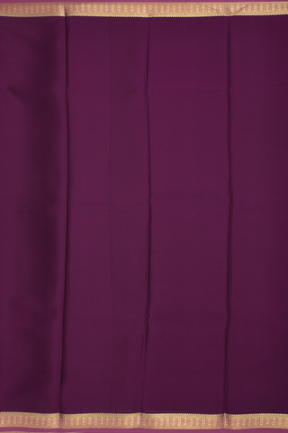 Mysore Silk Saree In Plain Deep Purple With Contrast Border