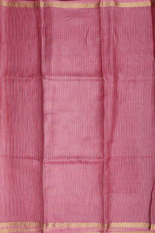 Tussar Silk Saree In Pink With Threadwork Stripes