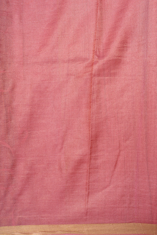 Tussar Silk Saree In Pink With Threadwork Stripes