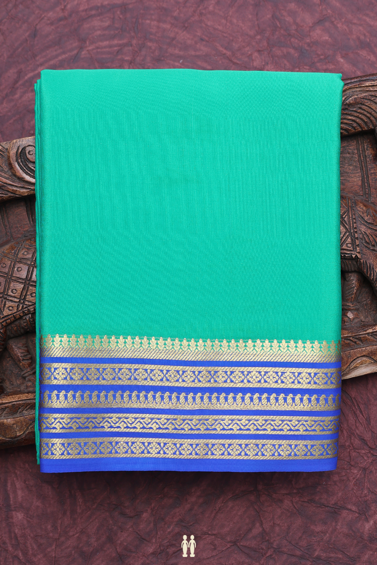 Mysore Silk Saree In Sea Green With Contrast Border