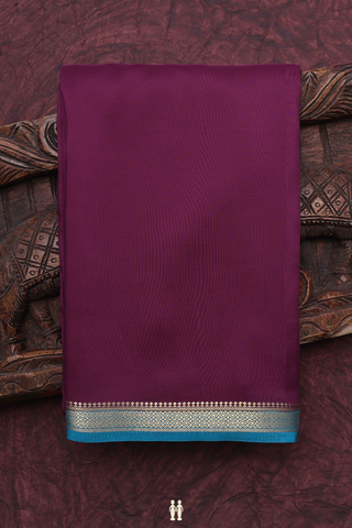 Mysore Silk Saree In Plain Grape Purple With Contrast Border