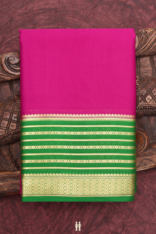 Mysore Silk Saree In Magenta With Stripes Border