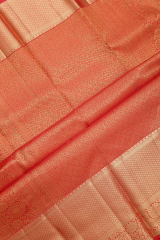 Floral Zari Design Chilli Red Kanchipuram Silk Saree