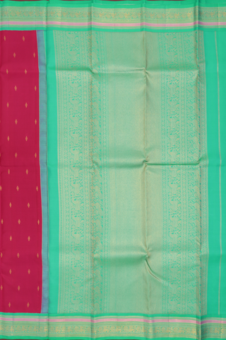 Kanchipuram Silk Saree In Rani Pink With Zari Buttis