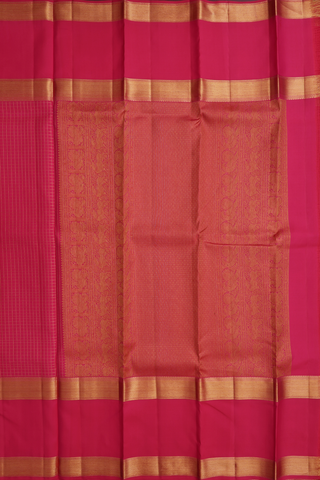 Zari Checked Design Hot Pink Kanchipuram Silk Saree