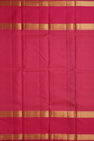 Zari Checked Design Hot Pink Kanchipuram Silk Saree