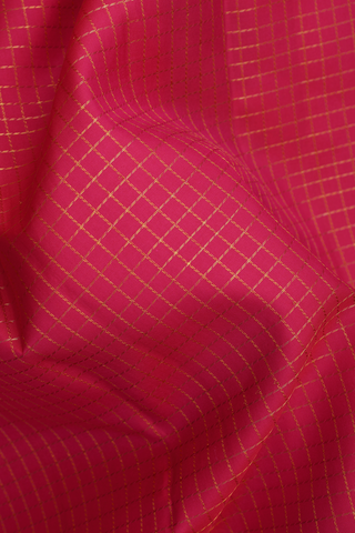 Zari Checked Design Hot Pink Kanchipuram Silk Saree