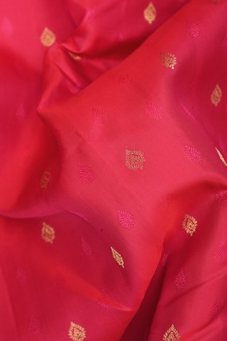 Kanchipuram Silk Saree In Crimson Red With Zari Buttas