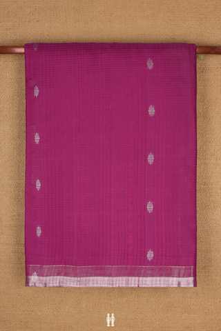 Raw Silk Saree In Berry Purple With Zari Buttas