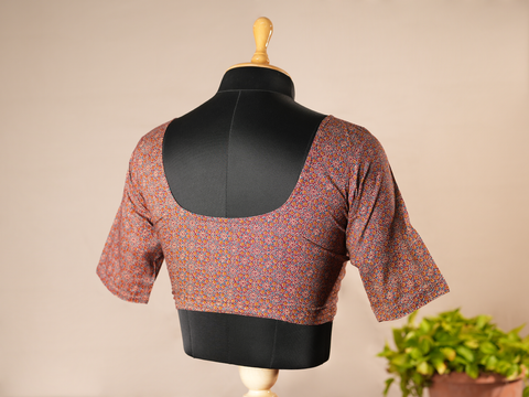 Floral Design Berry Purple Ajrakh Cotton Readymade Blouse