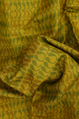 Paisley Printed Design Olive Yellow Tussar Silk Saree