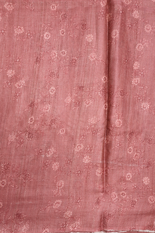 Allover Floral Printed Dusty Rose Pink Tussar Silk Saree