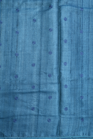 Floral Digital Printed Cream Blue Tussar Silk Saree