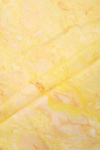 Stone Texture Design Yellow And Orange Hand Marble Silk Saree