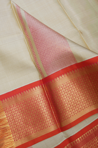 Beige And Coral Pink Silk Dhoti With Shirt Material Set