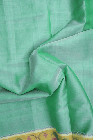 Birds Design Border Plain Mint Green Patola Silk Saree