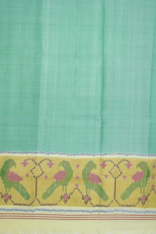 Birds Design Border Plain Mint Green Patola Silk Saree