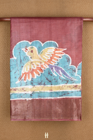 Birds Design Chocolate Brown Tussar Silk Saree