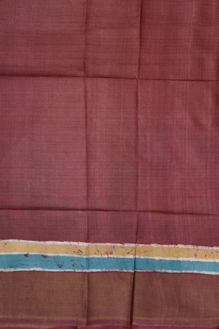 Birds Design Chocolate Brown Tussar Silk Saree