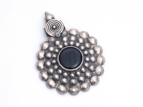 Black Onyx Stone Pure Silver Pendant