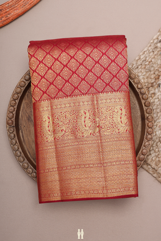 Brocade Design Crimson Red Kanchipuram Silk Saree