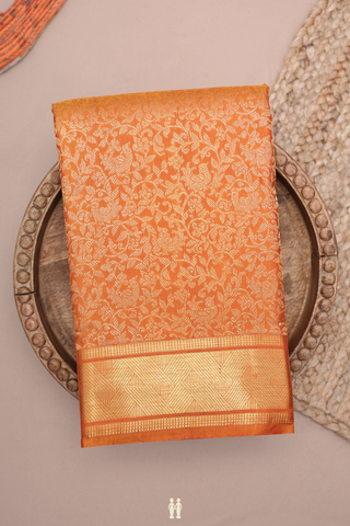 Brocade Design Ginger Orange Kanchipuram Silk Saree