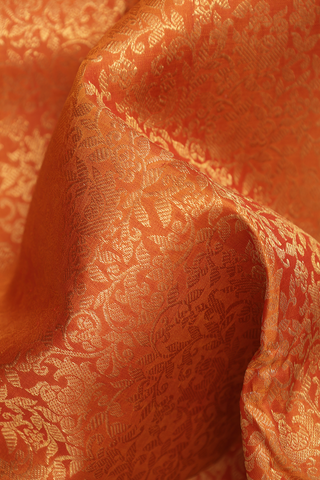 Brocade Design Ginger Orange Kanchipuram Silk Saree