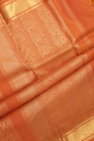 Brocade Design Ginger Orange Kanchipuram Silk Saree