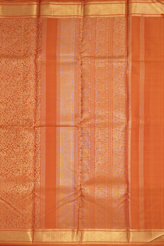 Brocade Design Ginger Orange Kanchipuram Silk Saree